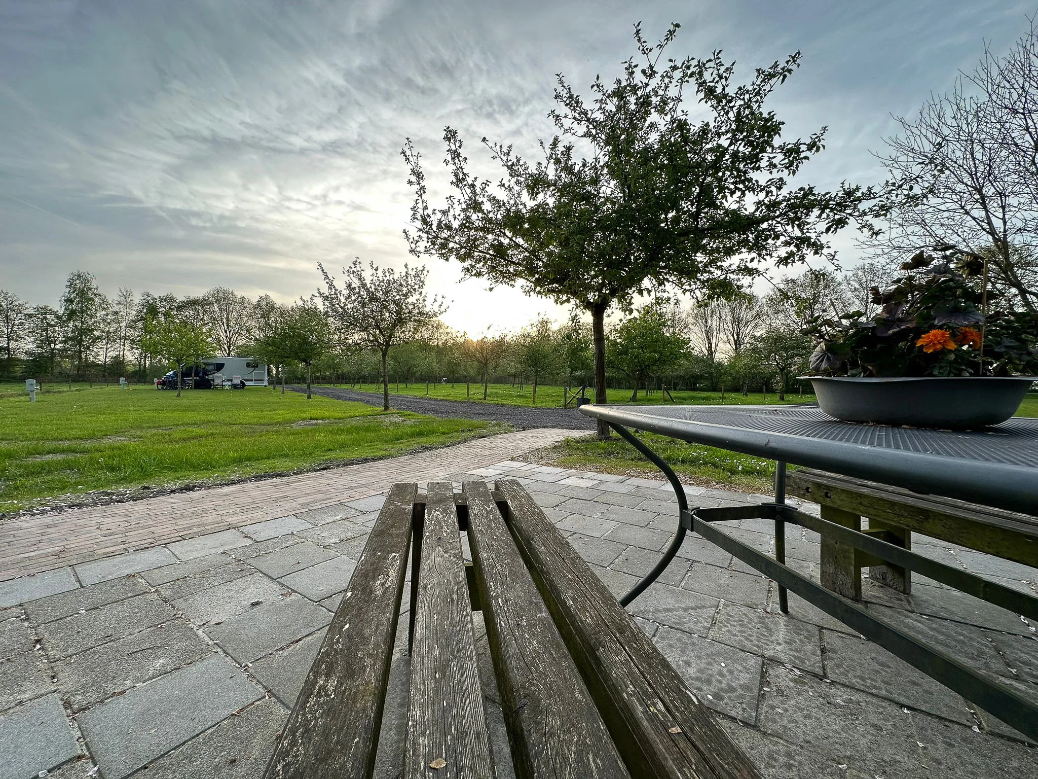 Uitzicht over de camperplaats